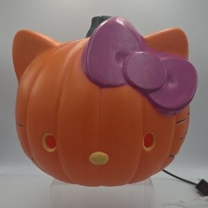 Hello Kitty Light Up Jack O Lantern 9" Blow Mold Sanrio 2014 Halloween Pumpkin